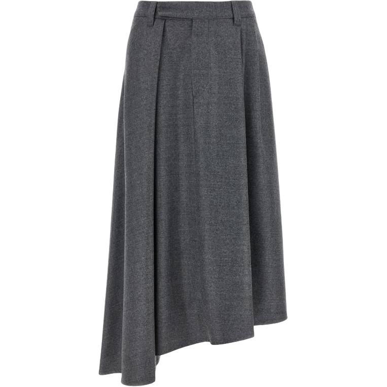 

Юбка миди с асимметричным подолом Brunello Cucinelli, серый