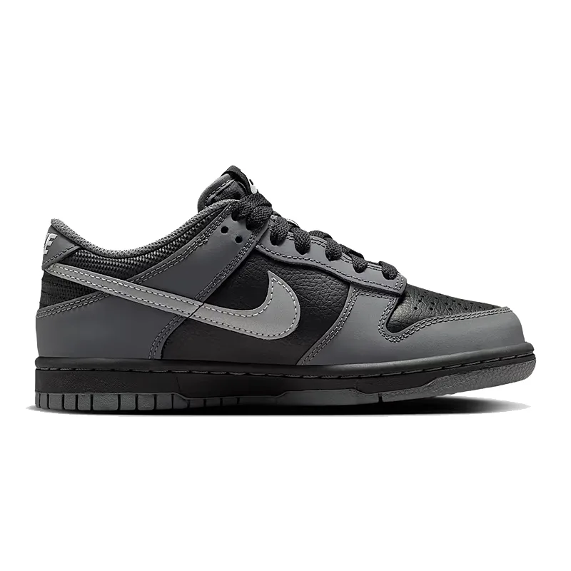 Кроссовки для скейтбординга Dunk Fabric Low top детские унисекс Nike, Black/Anthracite/Photon Dust/Reflection Silver — фото 4
