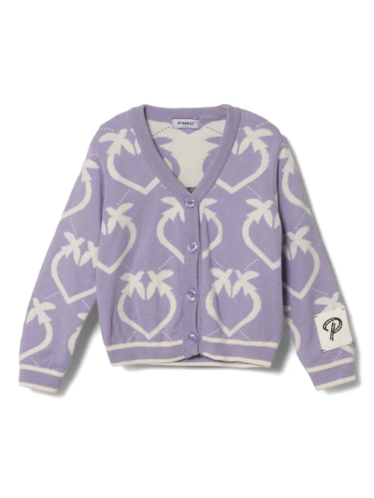 

Кардиган Pinko Kids Love Birds с узором, фиолетовый