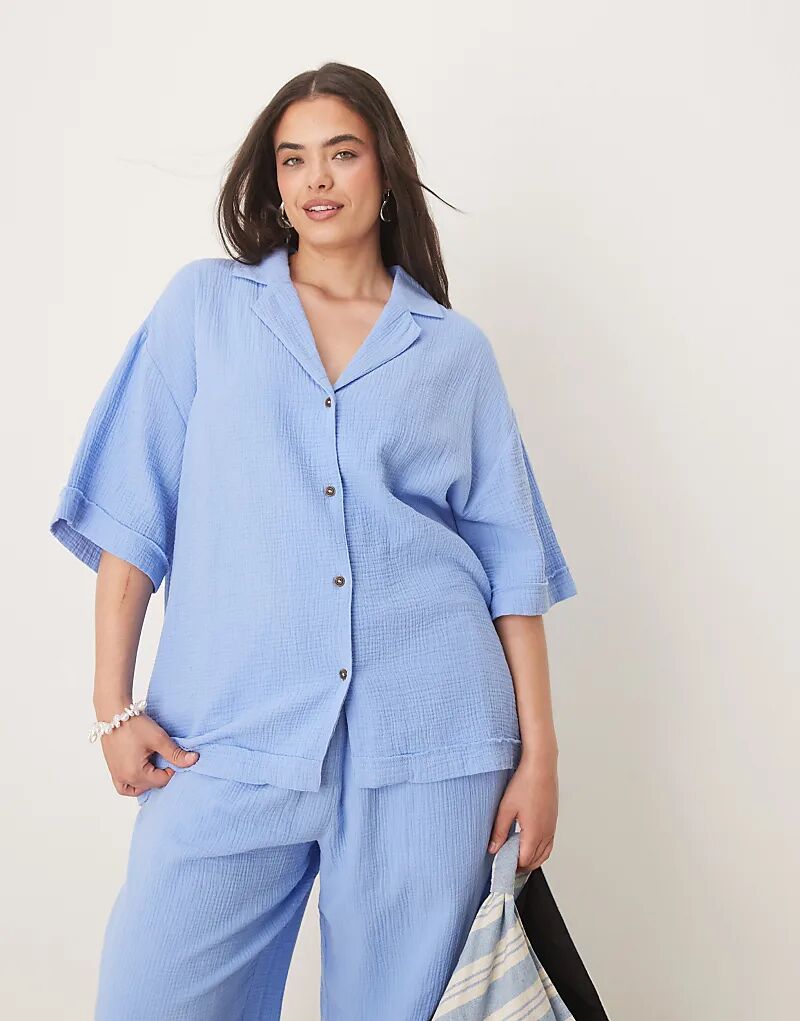 

Рубашка-косичка ASOS DESIGN Curve синего цвета