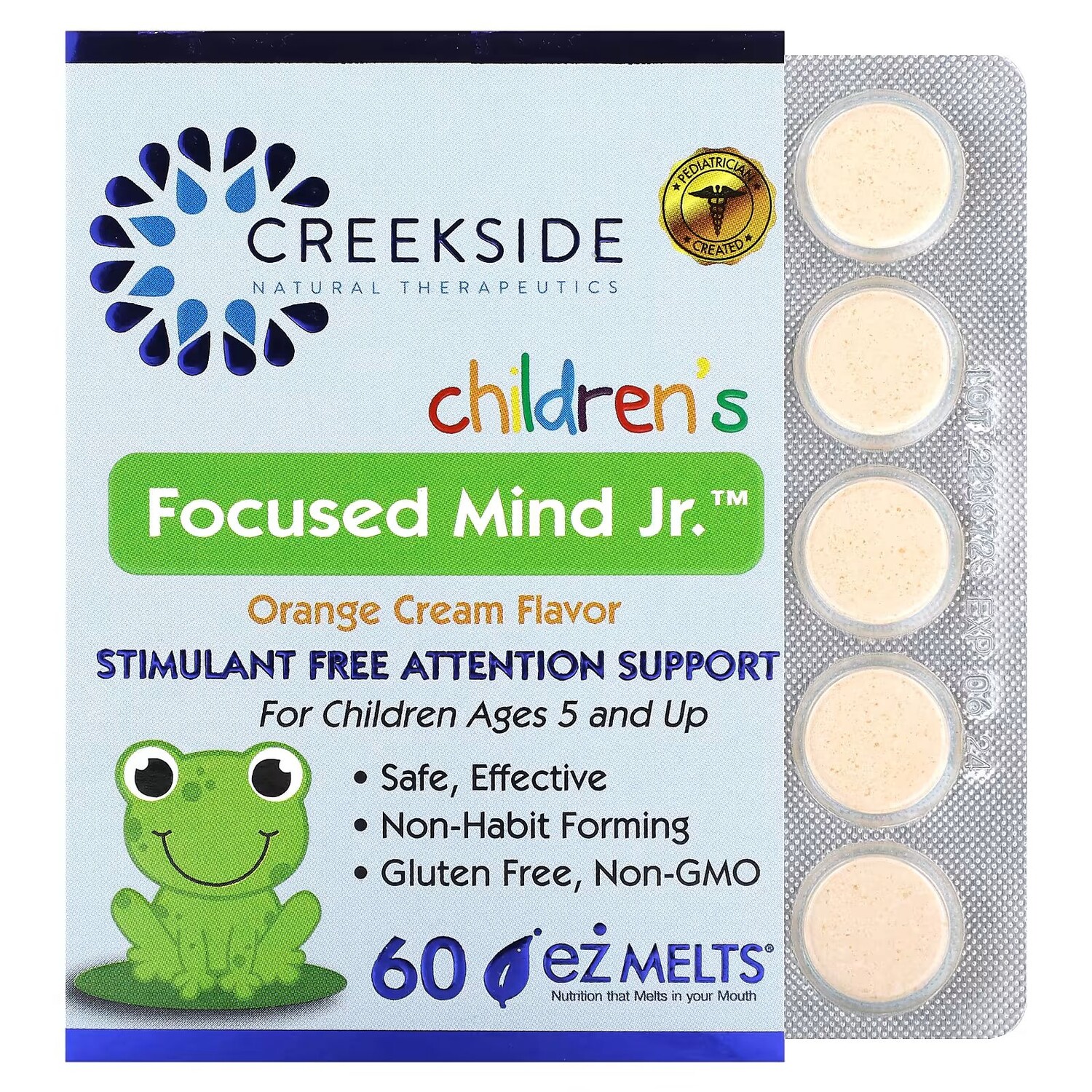 

Children's Focused Mind Jr, апельсиновый крем, 60 таблеток EZ-Melt Creekside Natural Therapeutics