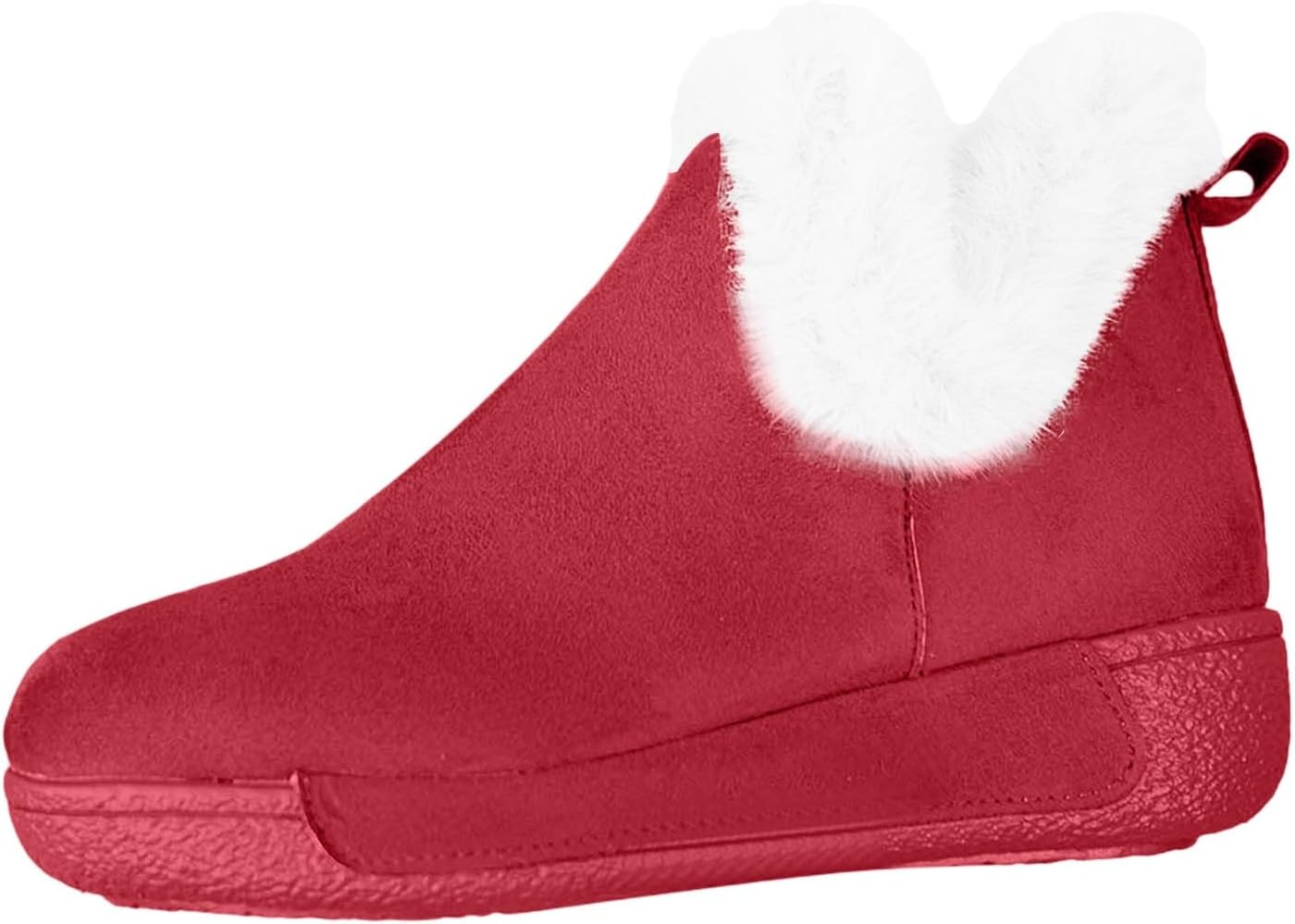 

Женские зимние ботинки на снег Удобная подкладка из флиса Мемори-форма Ботильоны на щиколотку Теплые пушистые Легко надеваются Для дома и улицы Широкая колодка Короткие ботинки Baxtayel, красный