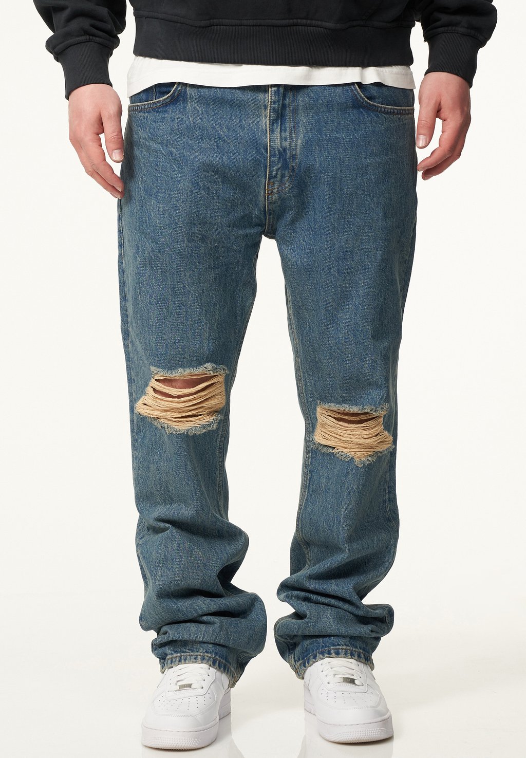 

Джинсы свободного кроя RIPPED JEANS STRAIGHT-FIT MILANO One Redox, синий