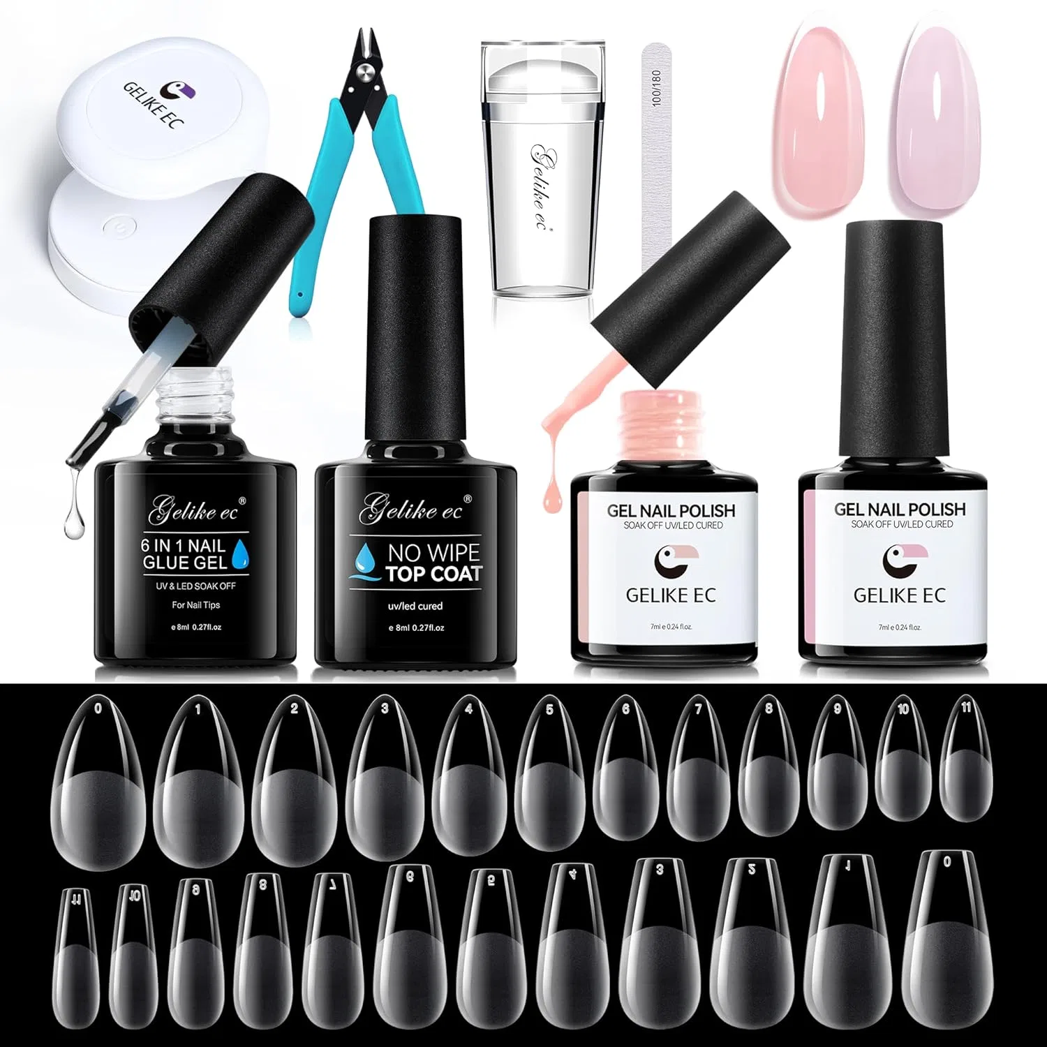 Набор для наращивания ногтей «6 in 1» от Gelike ec Gelike Ec, 1. Pink + Nude