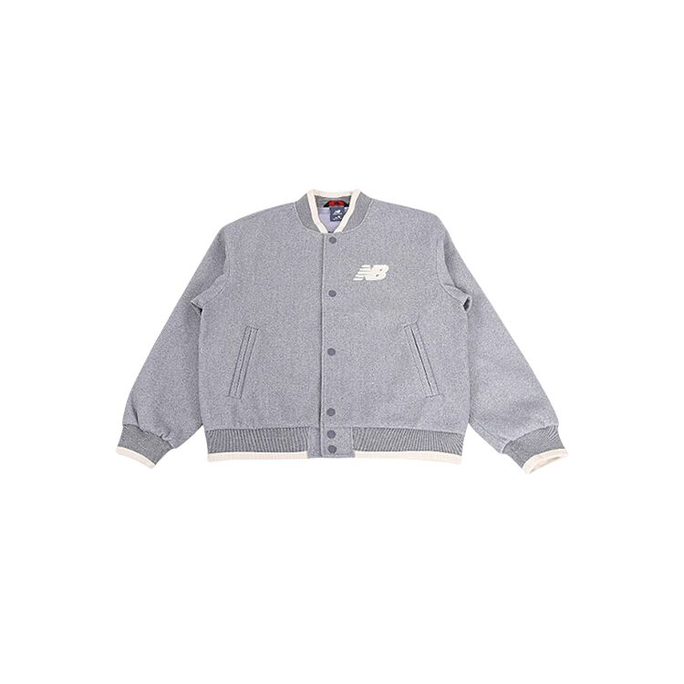 

New Balance Спортивная бейсбольная куртка женская серый меланж, Heather Gray
