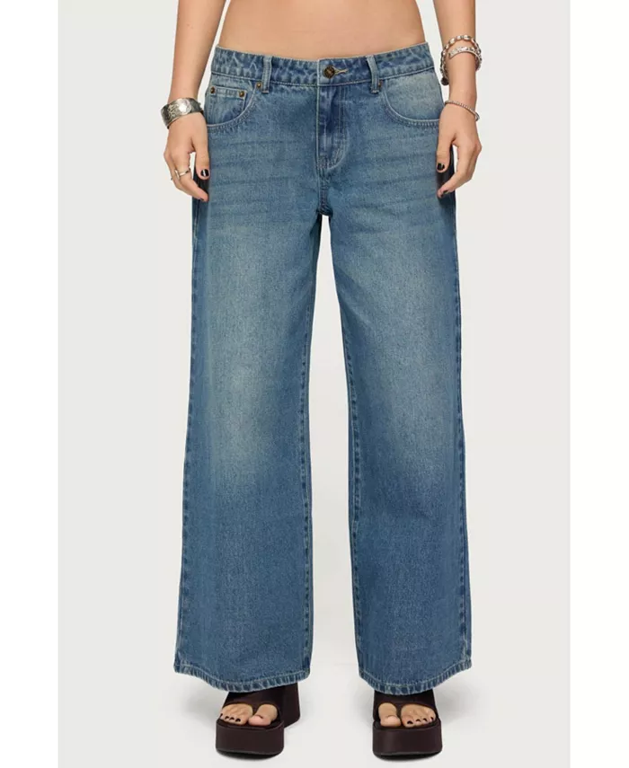 

Женские джинсы Petite Vyxen Vintage Washed Low Rise Edikted, синий