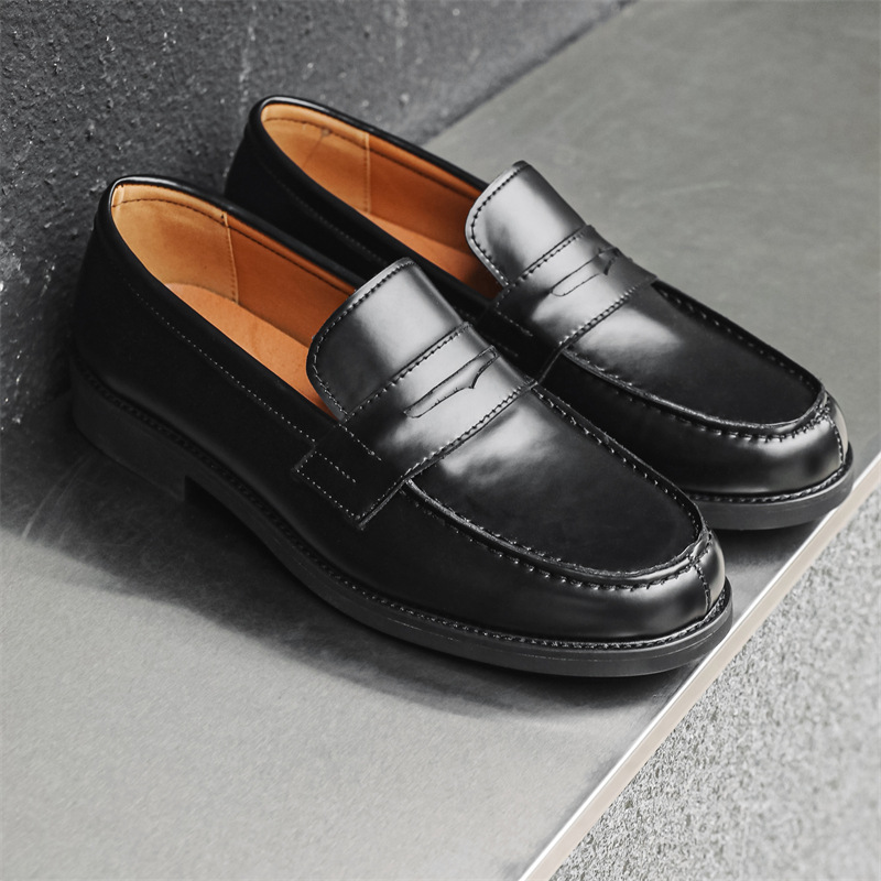 WEISHIBANGWEI Мужские лоферы черные с потайной платформой, цвет Black Hidden Wedge — фото 3