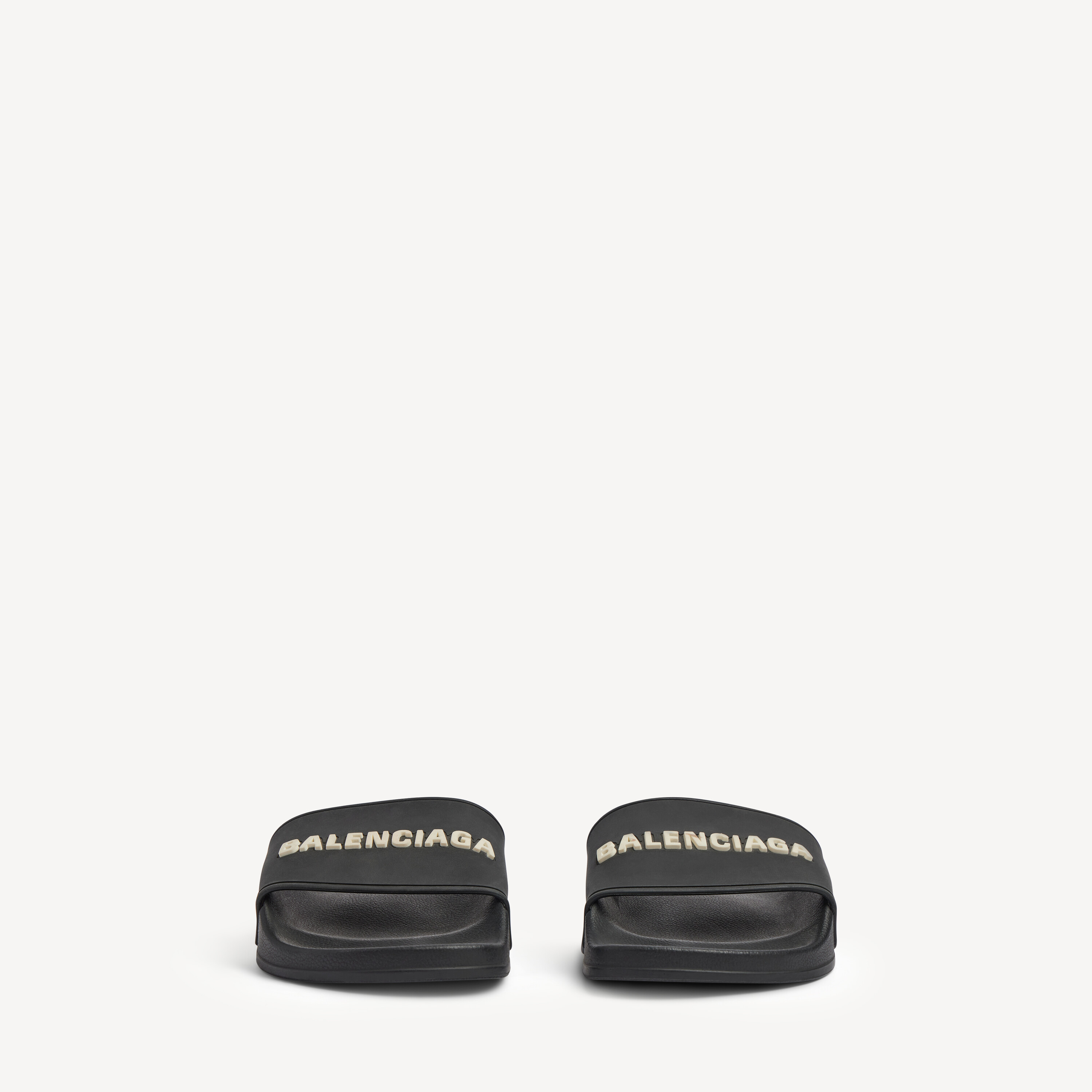 Женские шлепанцы для бассейна в черно-белом цвете BALENCIAGA, серый — фото 3