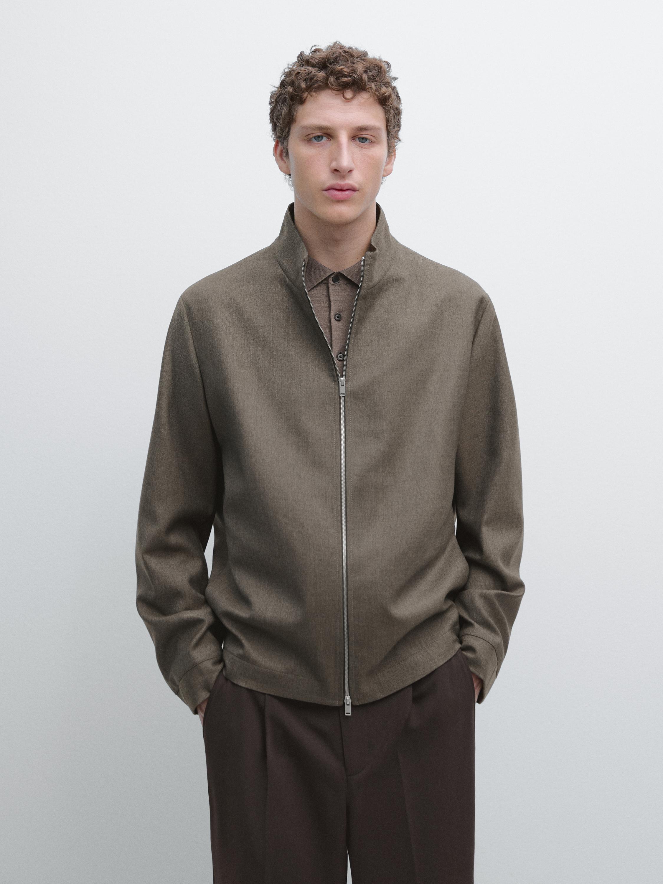 Куртка из тонкой смесовой шерсти Massimo Dutti, medium ecru — фото 3