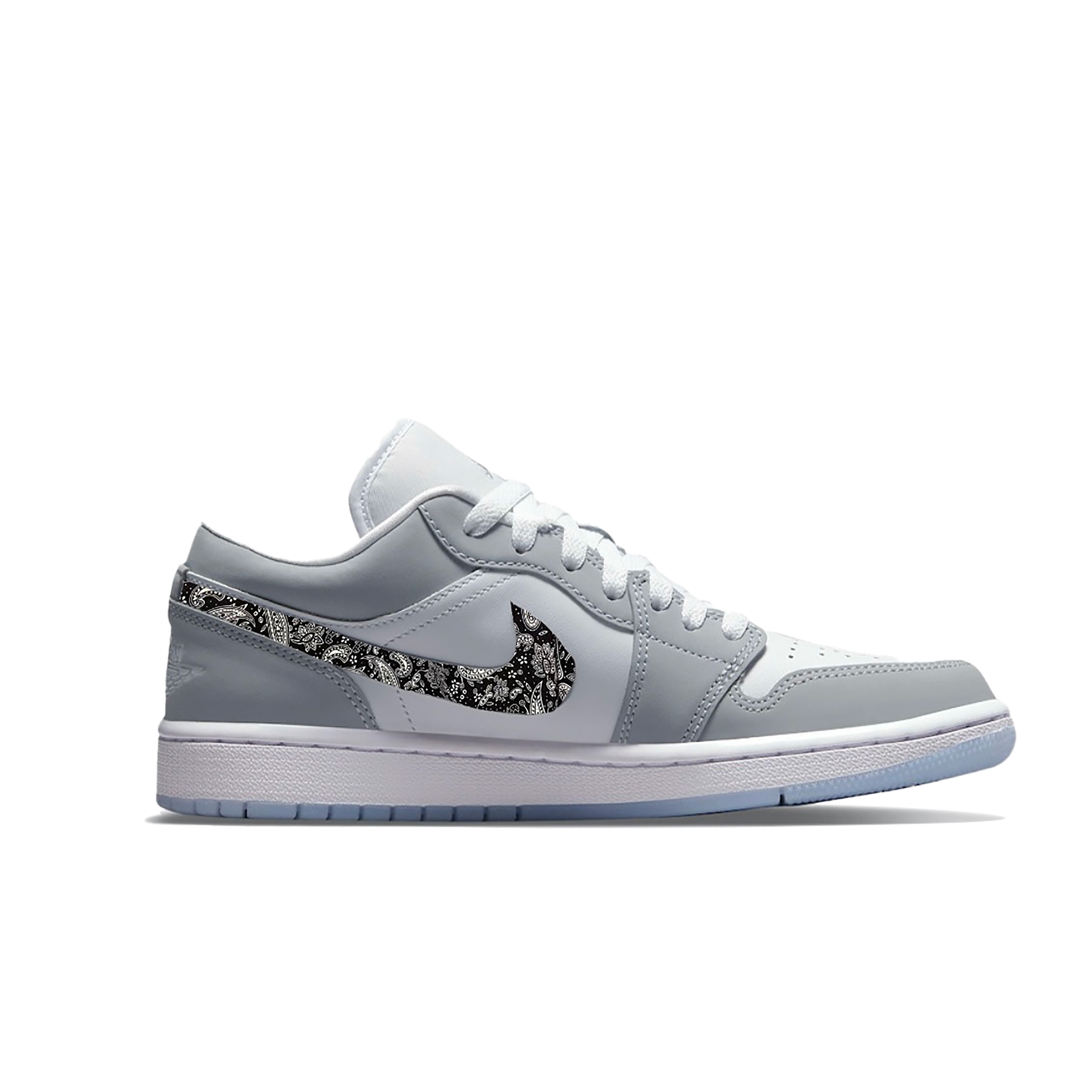 Jordan Кроссовки Air 1 Paisley с амортизацией, износостойкие, ударопрочные, низкие, винтажные, унисекс, серый — фото 3