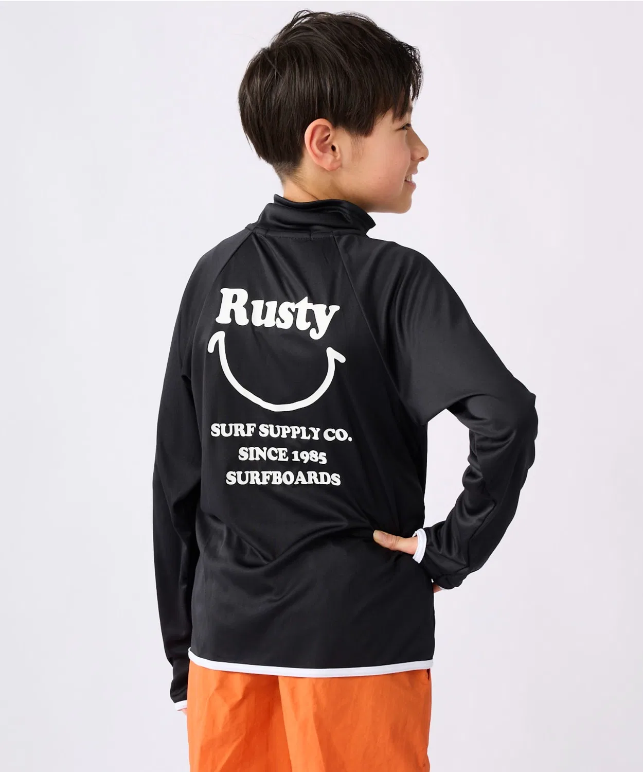 Рашгард детский RUSTY с улыбающимся смайлом, полиэстер, черный
