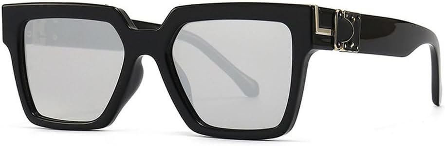 

Ретро квадратные разноцветные женские солнцезащитные очки класса люкс с градиентным зеркальным покрытием и защитой от УФ-излучения UV400, модные мужские солнцезащитные очки HYYZZC, Black Silver Mirror