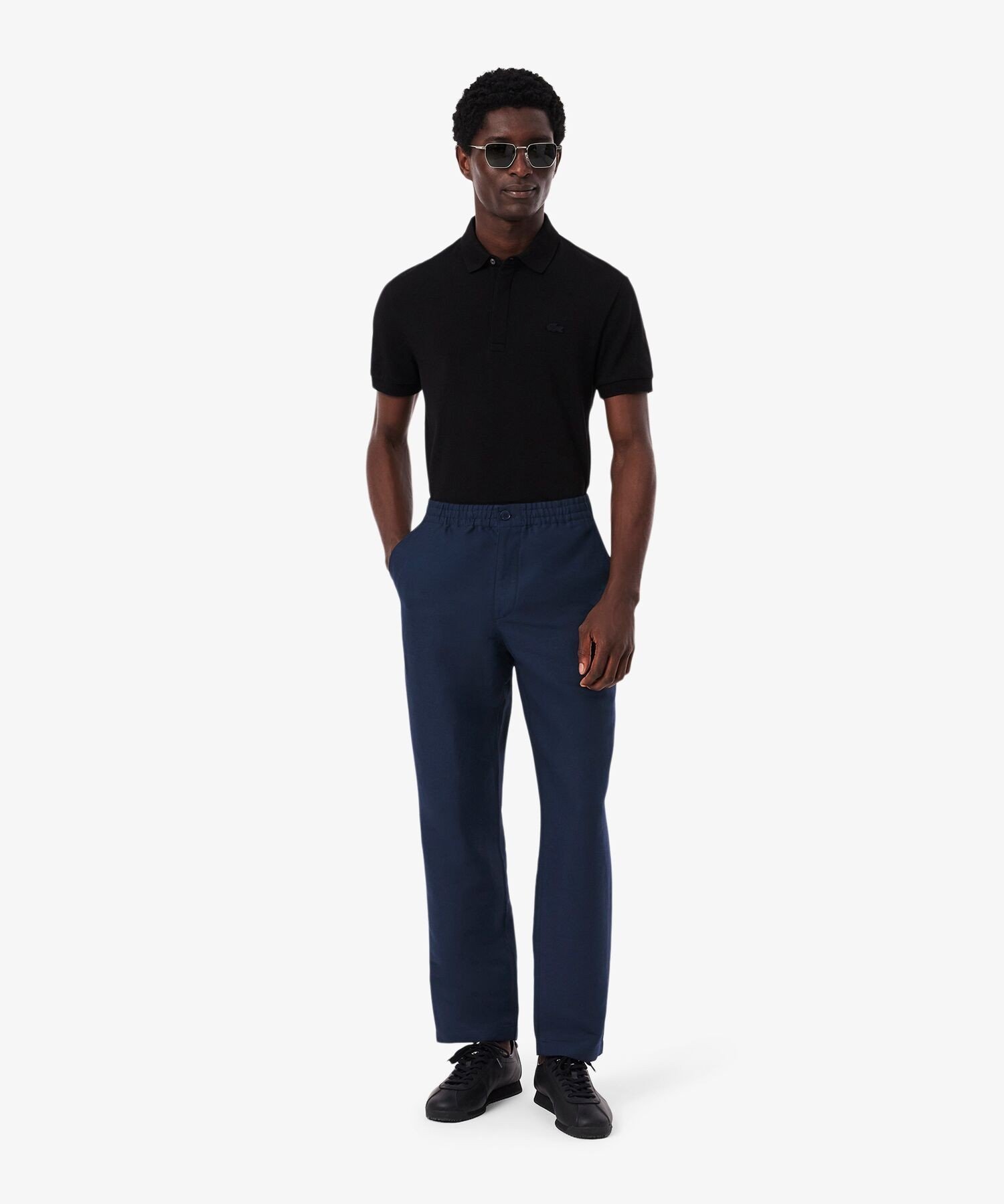 Легкие брюки-чинос из льна и вискозы LACOSTE, Navy — фото 2