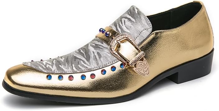 

Мужские свадебные туфли кожаные с пряжкой Монаха, слиперы, классические винтажные лоферы, с декоративной перемычкой, слипоны, пенни-лоферы для вечеринок Senlongbao, золотой