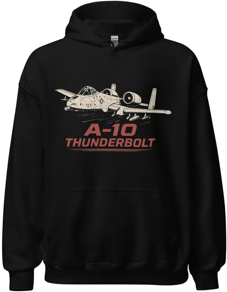 Толстовка A-10 Thunderbolt с капюшоном - худи с графикой штурмовика непосредственной поддержки для энтузиастов авиации Generic, черный