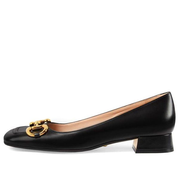 Кроссовки ballet flat with horsebit 'black leather' Gucci, черный
