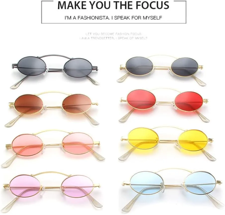 

Маленькие металлические круглые солнцезащитные очки для женщин и мужчин, ретро-овальные солнцезащитные очки с защитой от УФ-излучения UV400 XLUMIO, Black