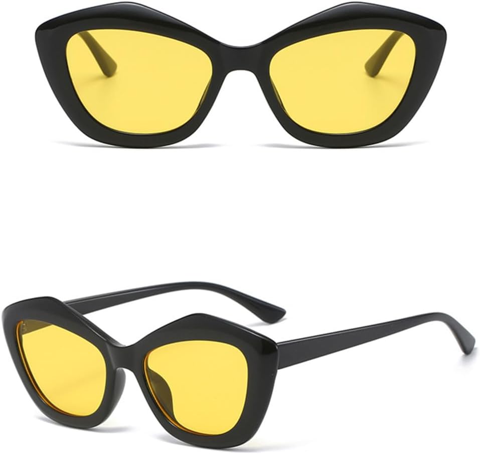 

Женские солнцезащитные очки «кошачий глаз» белого цвета, маленькие, неправильной формы, конфетного оттенка, для путешествий, с защитой от солнца generic, C5 Black Yellow