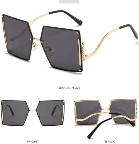 

2027 Модные квадратные солнцезащитные очки без оправы для женщин, винтажные солнцезащитные очки с бриллиантами, разноцветные женские очки MTZJH, Blue2730