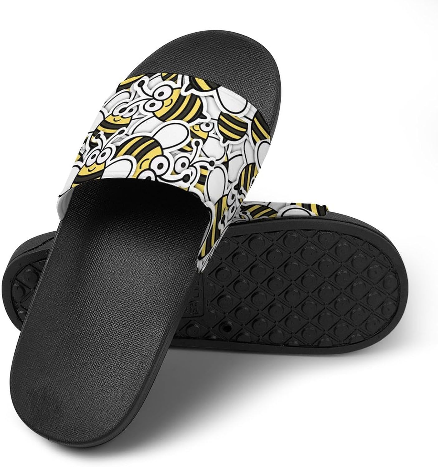 

Противоскользящие тапочки для ванной с милыми принтами коровы, мягкие шлепанцы для душа, удобные шлепки для душа, сандалии для плавания, пляжа, дома, общежития, для улицы, унисекс, для женщин и мужчин Jeireumteor, Flying Bees
