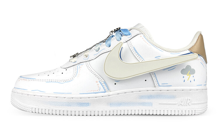 

Кроссовки Nike Air Force 1 Skateboard Shoes Women's Low-Top White Blue, белые/синие, Синий, Кроссовки Nike Air Force 1 Skateboard Shoes Women's Low-Top White Blue, белые/синие
