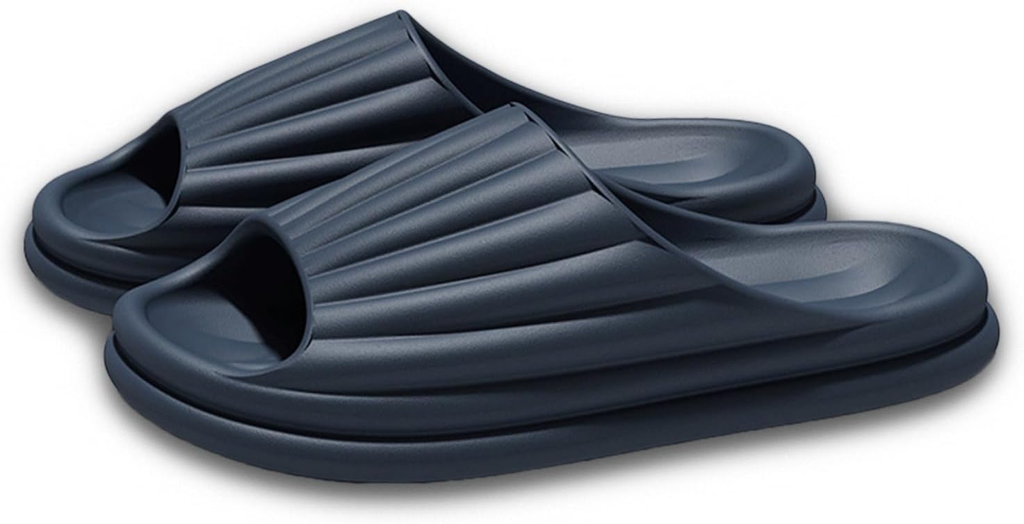 

Шлепанцы LOTUSTAR для женщин и мужчин с подушкой, шелловые тапочки, противоскользящие для ванной и душа, платформенные пенопластовые сандалии для дома и улицы, темно-синий