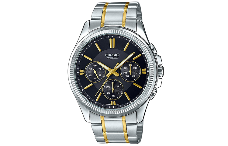 

CASIO Часы Men Standard Series Black Watch, Silver Strap Black Dial