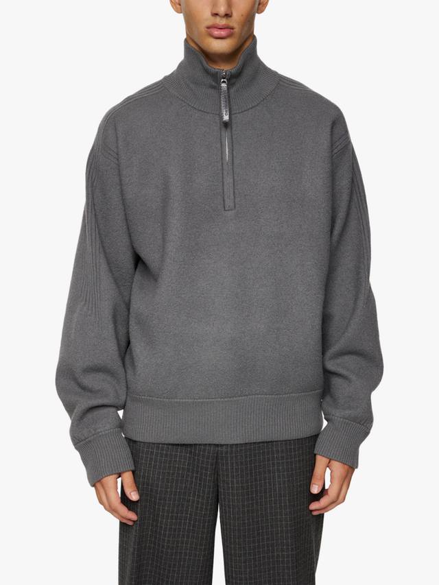 

Бон свитер из вареной шерсти с застежкой на четверть J.Lindeberg, Smoke