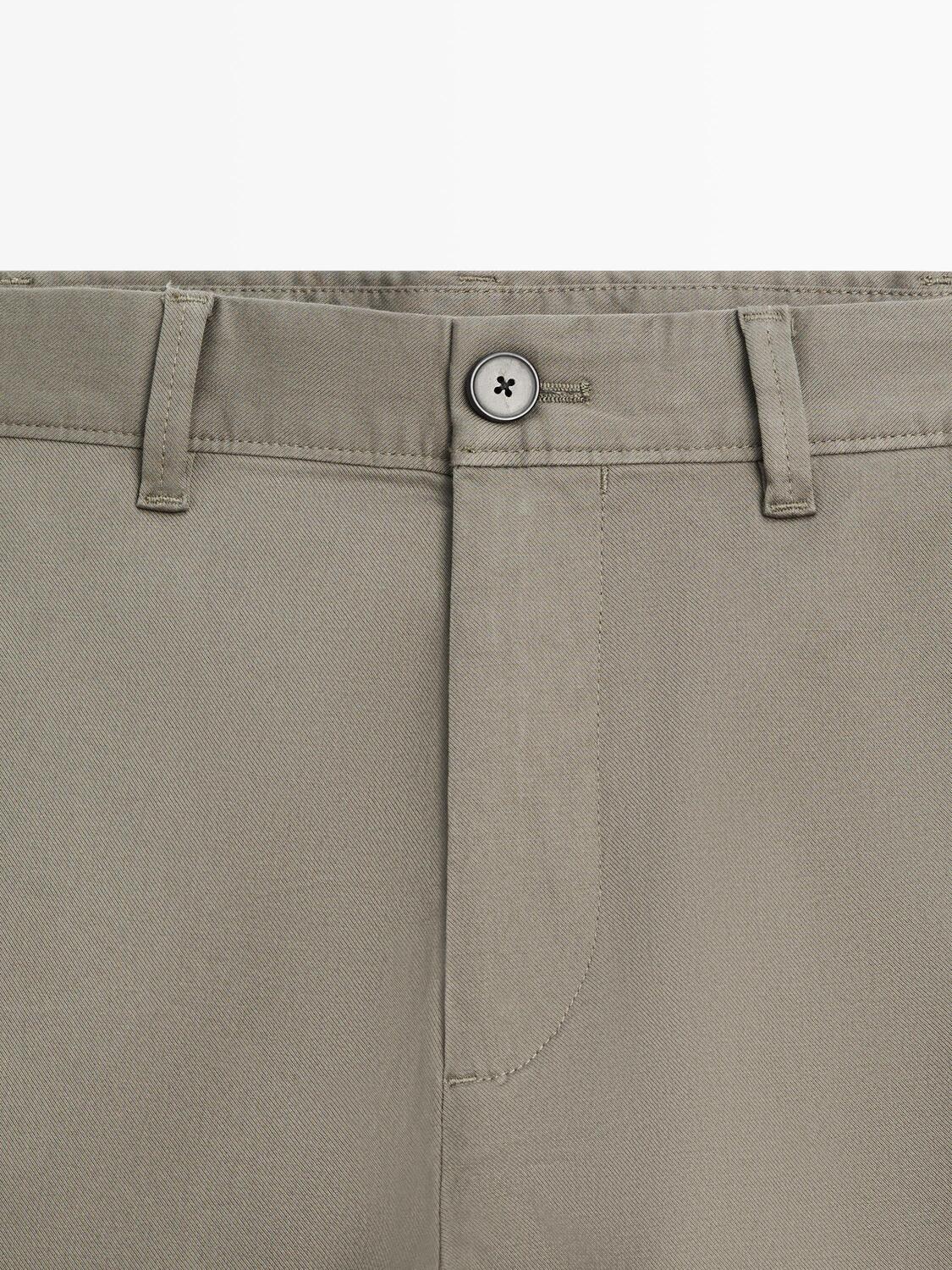 Брюки slim fit из хлопковой смеси Massimo Dutti, green — фото 4