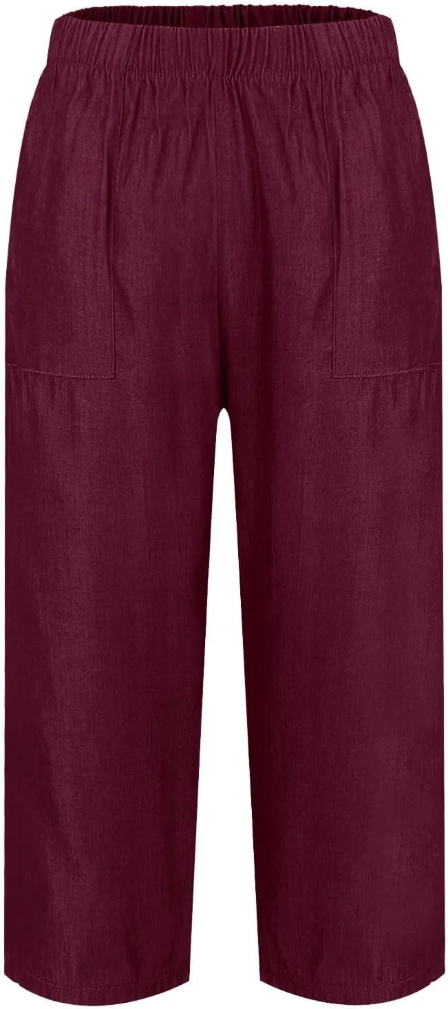Штаны Casual, Linen Pants, винный — фото 2