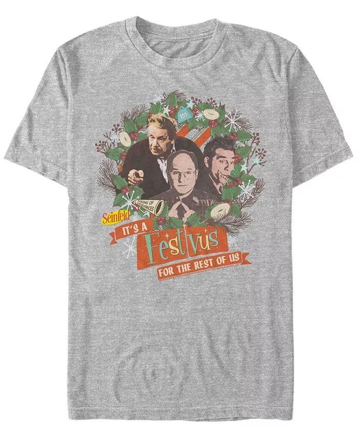 

Мужская футболка с коротким рукавом Seinfeld Festivus Wreath Fifth Sun, серый