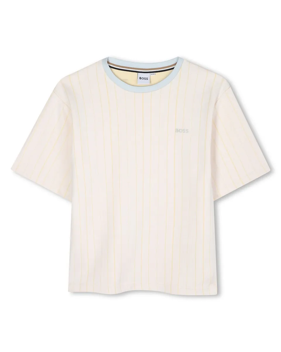 

Детская полосатая футболка с коротким рукавом BOSS Kidswear, белый