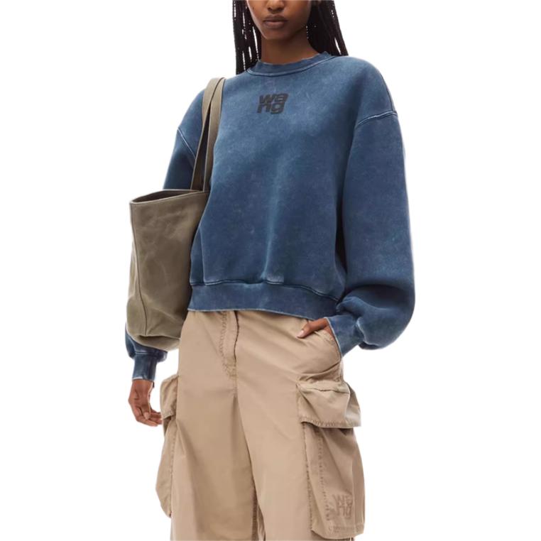 Футболка Essential Terry с логотипом краской, свитер кислотный черный лед Alexander Wang, кислотная мойка черный лед — фото 3