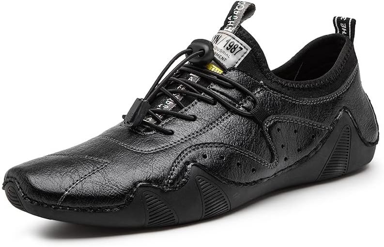 

Мужские кожаные кроссовки DESESE с шнуровкой и ручной строчкой, мягкие повседневные обувь, дышащие и удобные кроссовки, лоферы и лодочные туфли, черный