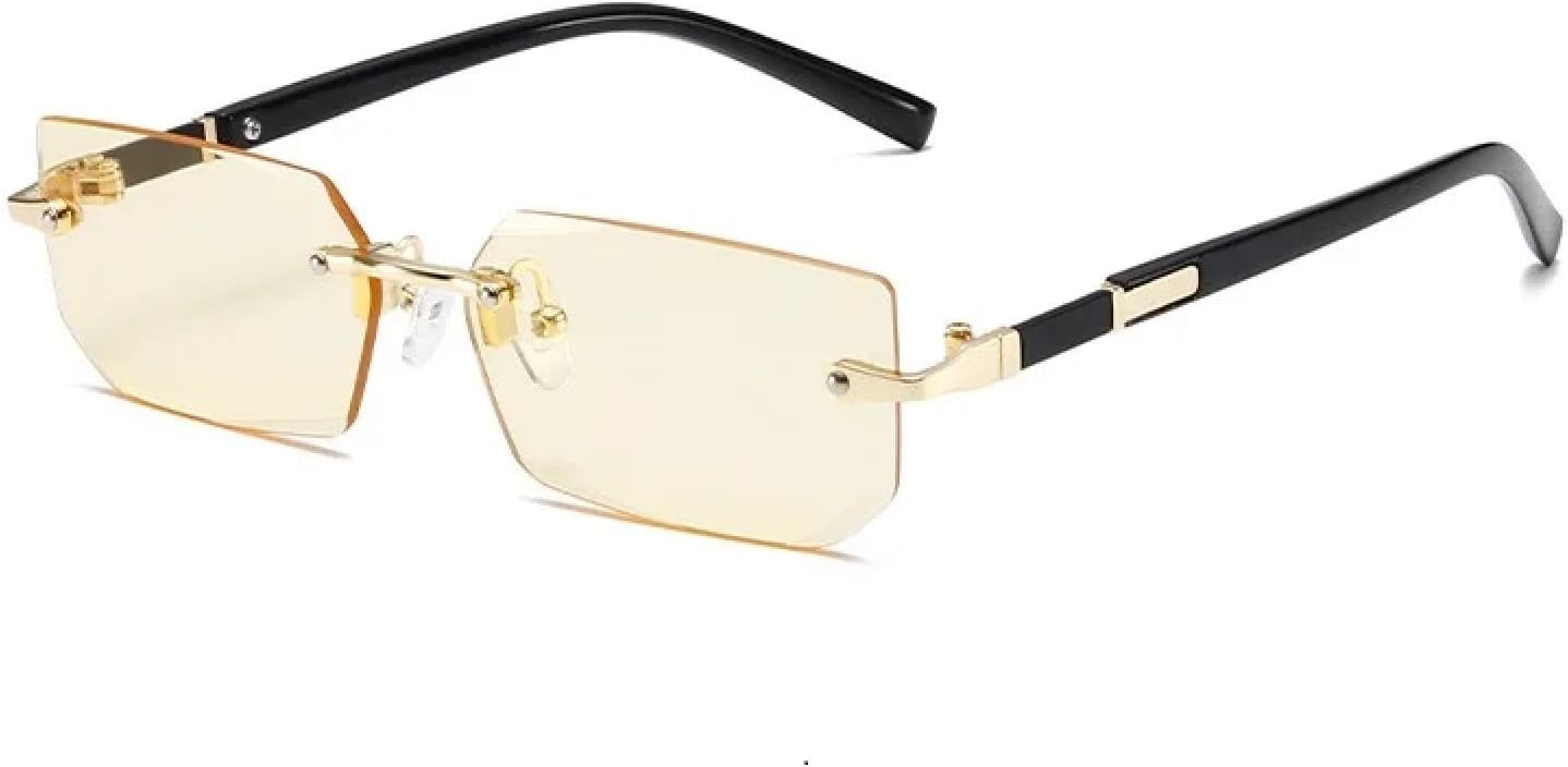 

Солнцезащитные очки без оправы для женщин, прозрачные линзы с градиентом цвета "океан", солнцезащитные очки для мужчин, металлические солнцезащитные очки DSVIGF, Clearyellow