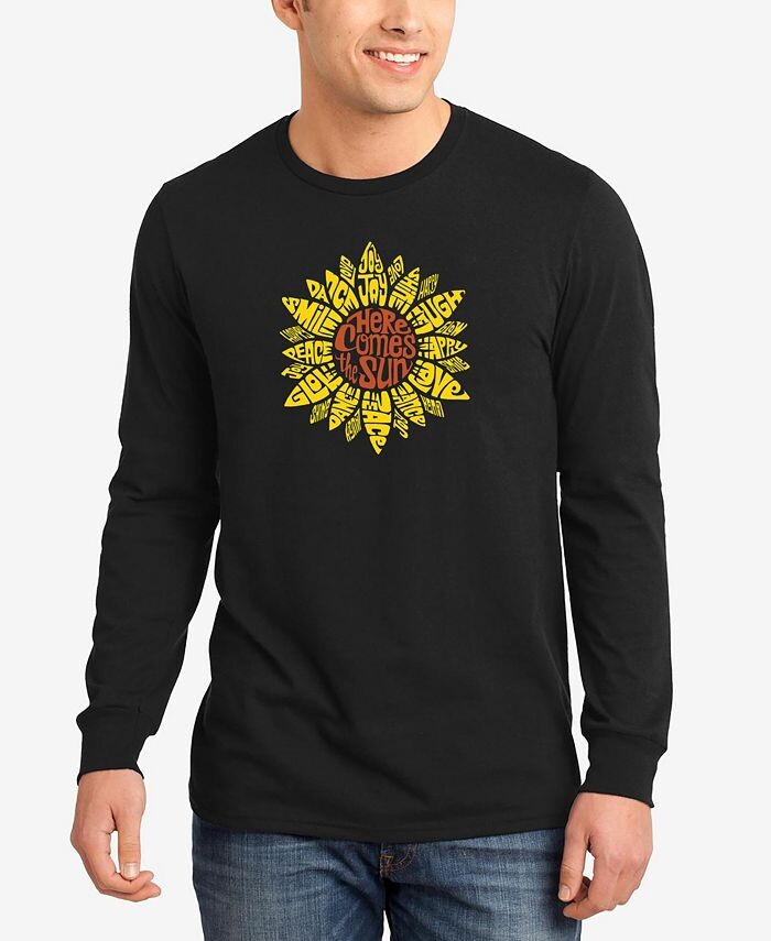 

Мужская футболка с длинными рукавами и надписью Sunflower Word Art LA Pop Art, черный