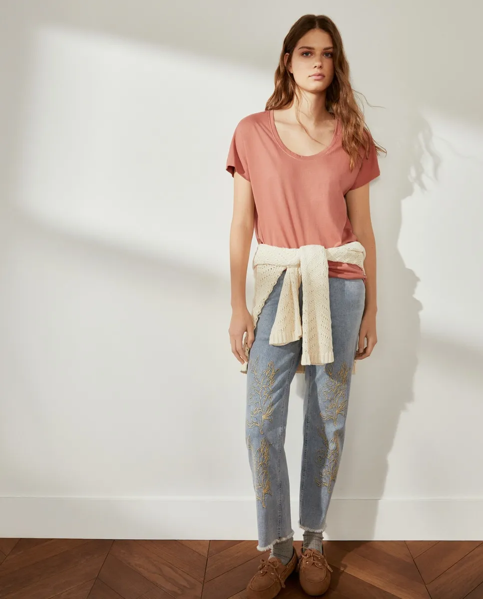 

Женские прямые джинсы с пятью карманами Southern Cotton, бледно-голубой