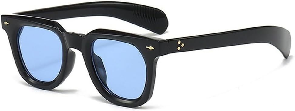 

Женские солнцезащитные очки маленького квадратного размера с заклепками, в стиле ретро-панк, мужские желто-синие солнцезащитные очки с защитой от УФ-излучения UV400 SKFGNX, Black Blue