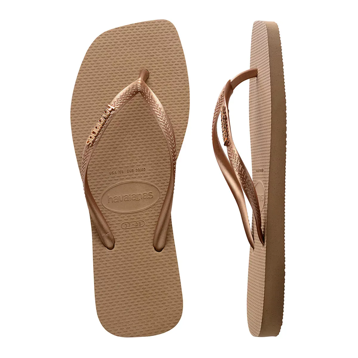 Унисекс Квадратный Логотип Металлик Havaianas Шлепанцы для ванны, светло-розовый — фото 3