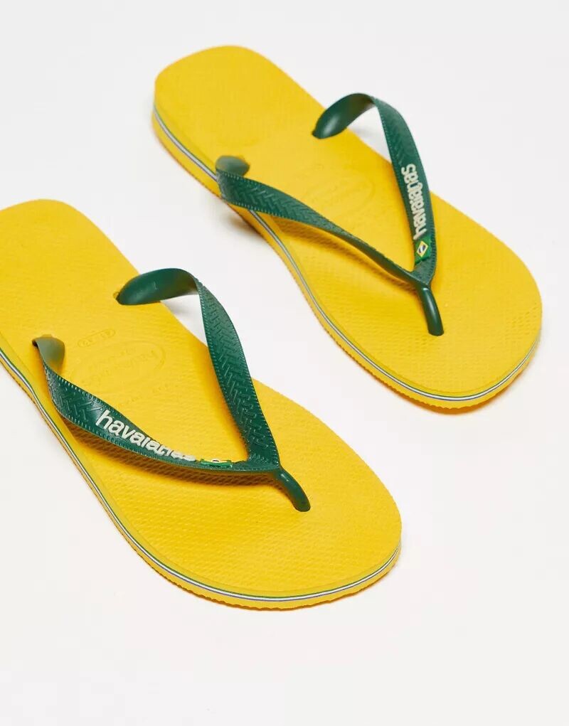 

Желто-зеленые сандалии с логотипом Havaianas Brasil