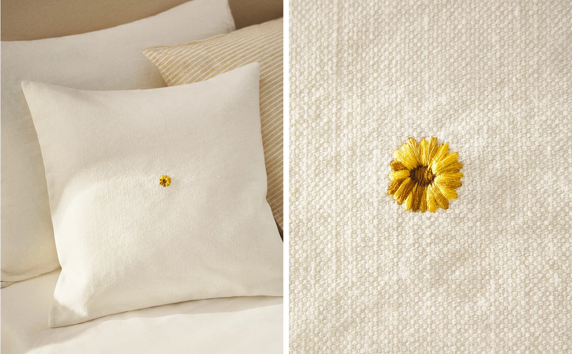 

Чехол на подушку подсолнечник Zara Home, цвет Oyster White