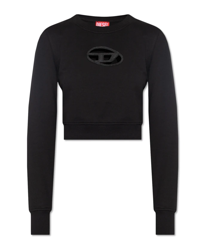 

Укороченная толстовка с вырезанным логотипом. Diesel, черный