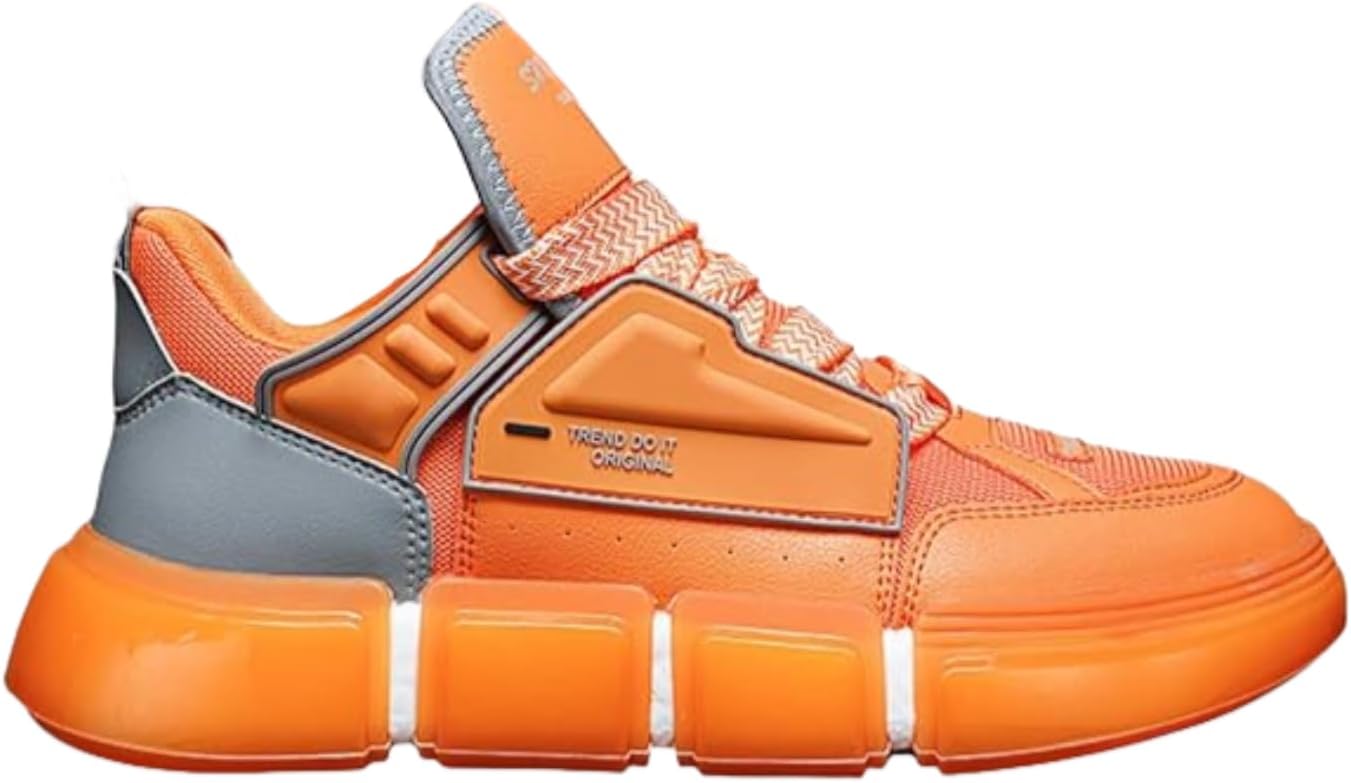 

Мужские дышащие спортивные кроссовки для тренировок в зале, с противоскользящей толстой подошвой, для бега, низкие, комфортные, на шнуровке Lexamen, оранжевый