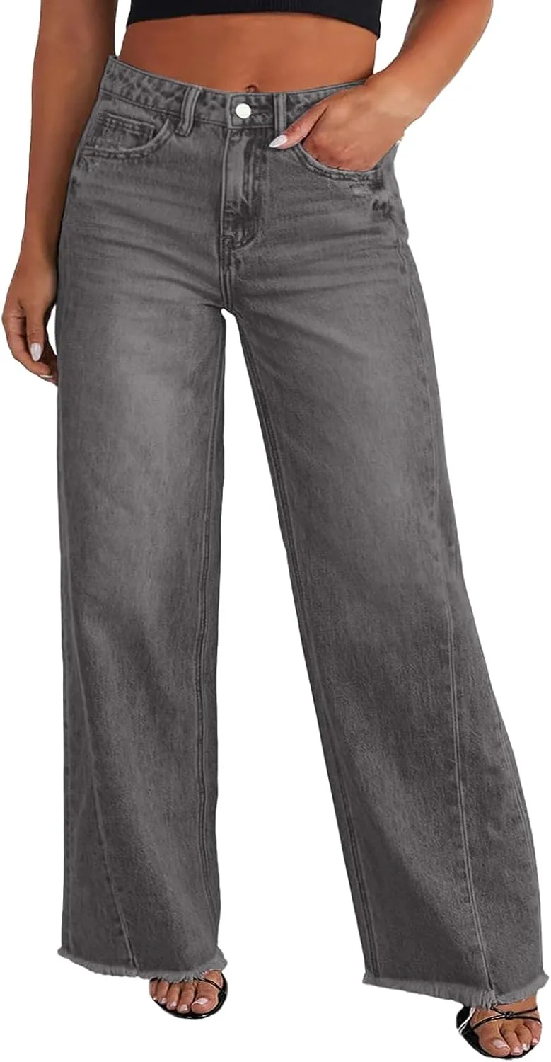 

Женские джинсы wide leg с высокой посадкой и raw hem AYziemezm