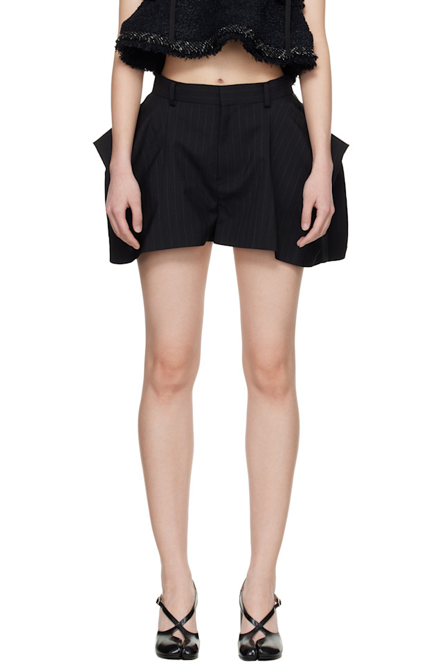 

Шорты в меловую полоску Sacai, черный