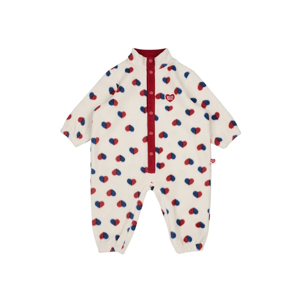 Детский флисовый комбинезон с сердечками Baby Red Blue Heart кремовый от Belita&Boys