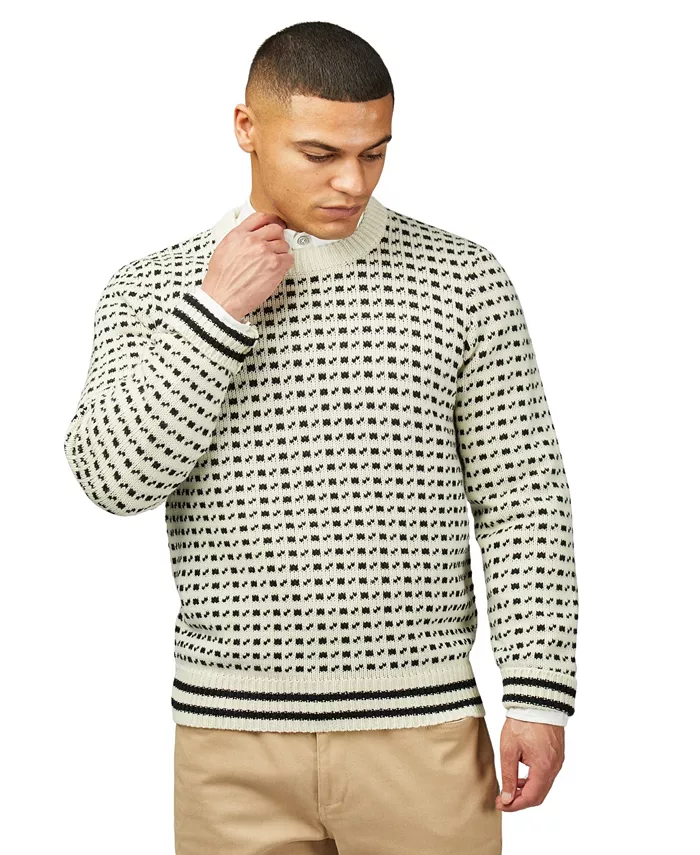

Мужской джерси с жаккардовым узором и круглым вырезом Ben Sherman, слоновая кость/кремовый
