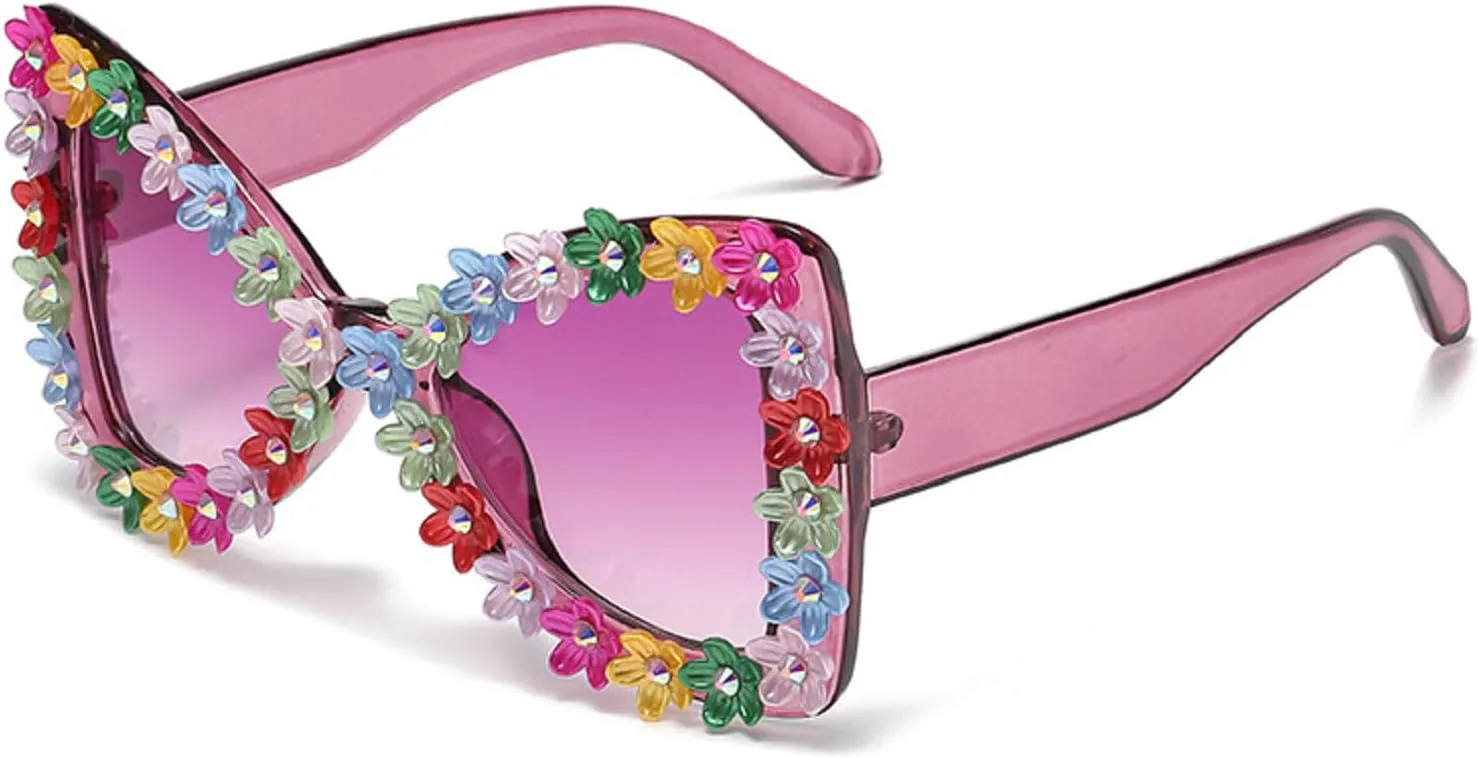 

Женские солнцезащитные очки Melrose Square Flower Diamond Bling с бриллиантами и стразами, роскошные, с защитой от ультрафиолета UV400, модель 1918, Purple