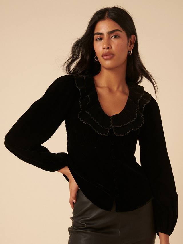 

Блузка из бархата с воротником-жабо Nobody's Child, Black