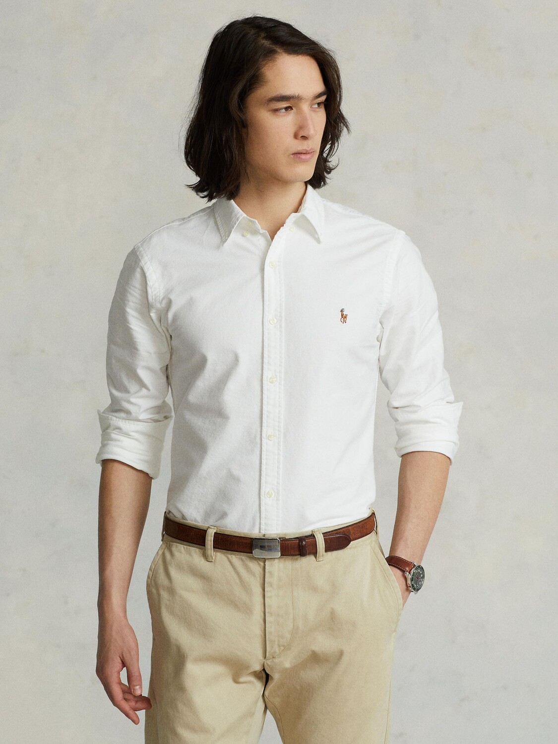 

Рубашка Polo Slim Fit Оксфорд Ralph Lauren, белый
